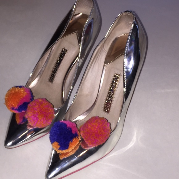 Sophia Webster Shoes - Sophia Webster Metallic Lola Pom Pom Heels 37